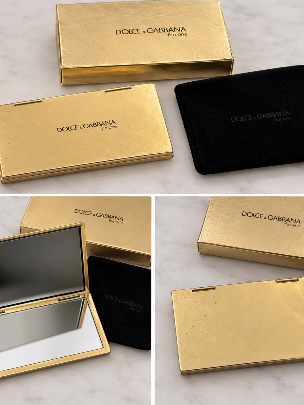 Dolce & Gabbana The One Gold Compact Mirror w/ Box & Pouch – Vintage
